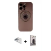 MARSİLYAN™- iPhone 13 Pro Max Kılıf Eksen Klasik Prime - Siyah Bilvis Hayalet Cam Ekran Koruyucu + Pers Alüminyum Kamera Lens - SABE