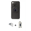 MARSİLYAN™- iPhone 13 Pro Max Kılıf Eksen Klasik Prime - Siyah Bilvis Hayalet Cam Ekran Koruyucu + Sierra Blue Pers Alüminyum Kamera Lens