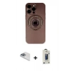 MARSİLYAN™- iPhone 13 Pro Max Kılıf Eksen Klasik Prime - Siyah Bilvis Hayalet Cam Ekran Koruyucu + Sierra Blue Pers Alüminyum Kamera Lens