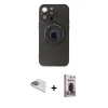 MARSİLYAN™- iPhone 13 Pro Max Kılıf Eksen Klasik Prime - Siyah Bilvis Hayalet Cam Ekran Koruyucu + Pers Alüminyum Kamera Lens - SABE