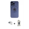 MARSİLYAN™- iPhone 13 Pro Max Kılıf Eksen Klasik Prime - Siyah Bilvis Hayalet Cam Ekran Koruyucu + Sierra Blue Pers Alüminyum Kamera Lens