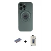 MARSİLYAN™- iPhone 13 Pro Max Kılıf Eksen Klasik Prime - Siyah Bilvis Hayalet Cam Ekran Koruyucu + Turuncu Renkli Kamera Lens Koruma Cam