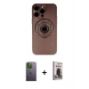 MARSİLYAN™- iPhone 13 Pro Max Kılıf Eksen Klasik Prime - Siyah Bilvis Hayalet Cam Ekran Koruyucu + Neon Fosforlu Kamera Lens - YL