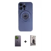 MARSİLYAN™- iPhone 13 Pro Max Kılıf Eksen Klasik Prime - Siyah Bilvis Hayalet Cam Ekran Koruyucu + Neon Fosforlu Kamera Lens - YL