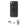 MARSİLYAN™- iPhone 13 Pro Max Kılıf Eksen Klasik Prime - Siyah Joko 5D Cam + Pers Alüminyum Kamera Lens - GD