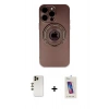 MARSİLYAN™- iPhone 13 Pro Max Kılıf Eksen Klasik Prime - Siyah Joko 5D Cam + Gold Shine Kamera Lens