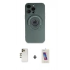 MARSİLYAN™- iPhone 13 Pro Max Kılıf Eksen Klasik Prime - Siyah Joko 5D Cam + Gold Shine Kamera Lens