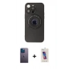 MARSİLYAN™- iPhone 13 Pro Max Kılıf Eksen Klasik Prime - Siyah Joko 5D Cam + Neon Fosforlu Kamera Lens - MI