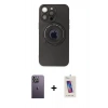 MARSİLYAN™- iPhone 13 Pro Max Kılıf Eksen Klasik Prime - Siyah Joko 5D Cam + Neon Fosforlu Kamera Lens - BZ