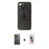 MARSİLYAN™- iPhone 13 Pro Max Kılıf Eksen Klasik Prime - Siyah Joko 5D Cam + Neon Fosforlu Kamera Lens - YL