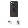 MARSİLYAN™- iPhone 13 Pro Max Kılıf Eksen Klasik Prime - Siyah Joko 5D Cam + Pers Alüminyum Kamera Lens - GI