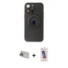 MARSİLYAN™- iPhone 13 Pro Max Kılıf Eksen Klasik Prime - Siyah Joko 5D Cam + Rainbow Kamera Lens Koruma Cam - MR