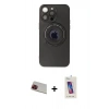 MARSİLYAN™- iPhone 13 Pro Max Kılıf Eksen Klasik Prime - Siyah Joko 5D Cam + Rainbow Kamera Lens Koruma Cam - KI
