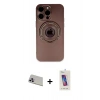 MARSİLYAN™- iPhone 13 Pro Max Kılıf Eksen Klasik Prime - Siyah Joko 5D Cam + Rainbow Kamera Lens Koruma Cam - MR