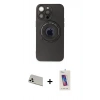 MARSİLYAN™- iPhone 13 Pro Max Kılıf Eksen Klasik Prime - Siyah Joko 5D Cam + Rainbow Kamera Lens Koruma Cam - BZ