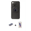 MARSİLYAN™- iPhone 13 Pro Max Kılıf Eksen Klasik Prime - Siyah Joko 5D Cam + Renkli Kamera Lens Koruma Cam - TU
