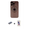 MARSİLYAN™- iPhone 13 Pro Max Kılıf Eksen Klasik Prime - Siyah Joko 5D Cam + Renkli Kamera Lens Koruma Cam - SI