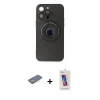 MARSİLYAN™- iPhone 13 Pro Max Kılıf Eksen Klasik Prime - Siyah Joko 5D Cam + Renkli Kamera Lens Koruma Cam - SI