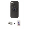 MARSİLYAN™- iPhone 13 Pro Max Kılıf Eksen Klasik Prime - Siyah Joko 5D Cam + Rainbow Kamera Lens Koruma Cam - REGD