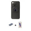 MARSİLYAN™- iPhone 13 Pro Max Kılıf Eksen Klasik Prime - Siyah Joko 5D Cam + Renkli Kamera Lens Koruma Cam - YL