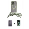 MARSİLYAN™- iPhone 13 Pro Max Kılıf Eksen Özel Seri - Şeffaf 360 Full Body Arka Koruyucu + Neon Fosforlu Kamera Lens - BZ
