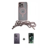 MARSİLYAN™- iPhone 13 Pro Max Kılıf Eksen Özel Seri - Şeffaf 360 Full Body Arka Koruyucu + Neon Fosforlu Kamera Lens - BZ