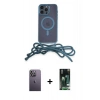 MARSİLYAN™- iPhone 13 Pro Max Kılıf Eksen Özel Seri - Şeffaf 360 Full Body Arka Koruyucu + Neon Fosforlu Kamera Lens - BZ