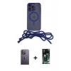 MARSİLYAN™- iPhone 13 Pro Max Kılıf Eksen Özel Seri - Şeffaf 360 Full Body Arka Koruyucu + Neon Fosforlu Kamera Lens - BZ
