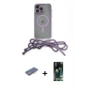 MARSİLYAN™- iPhone 13 Pro Max Kılıf Eksen Özel Seri - Şeffaf 360 Full Body Arka Koruyucu + Mavi Renkli Kamera Lens Koruma Cam