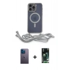 MARSİLYAN™- iPhone 13 Pro Max Kılıf Eksen Özel Seri - Şeffaf 360 Full Body Arka Koruyucu + Neon Fosforlu Kamera Lens - MI