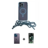 MARSİLYAN™- iPhone 13 Pro Max Kılıf Eksen Özel Seri - Şeffaf 360 Full Body Arka Koruyucu + Neon Fosforlu Kamera Lens - MI
