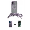 MARSİLYAN™- iPhone 13 Pro Max Kılıf Eksen Özel Seri - Şeffaf 360 Full Body Arka Koruyucu + Neon Fosforlu Kamera Lens - MI