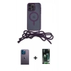 MARSİLYAN™- iPhone 13 Pro Max Kılıf Eksen Özel Seri - Şeffaf 360 Full Body Arka Koruyucu + Neon Fosforlu Kamera Lens - MI