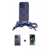 MARSİLYAN™- iPhone 13 Pro Max Kılıf Eksen Özel Seri - Şeffaf 360 Full Body Arka Koruyucu + Neon Fosforlu Kamera Lens - MI