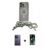 MARSİLYAN™- iPhone 13 Pro Max Kılıf Eksen Özel Seri - Şeffaf 360 Full Body Arka Koruyucu + Neon Fosforlu Kamera Lens - MI