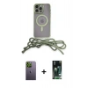 MARSİLYAN™- iPhone 13 Pro Max Kılıf Eksen Özel Seri - Şeffaf 360 Full Body Arka Koruyucu + Neon Fosforlu Kamera Lens - YL