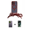 MARSİLYAN™- iPhone 13 Pro Max Kılıf Eksen Özel Seri - Şeffaf 360 Full Body Arka Koruyucu + Neon Fosforlu Kamera Lens - YL