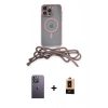 MARSİLYAN™- iPhone 13 Pro Max Kılıf Eksen Özel Seri - Şeffaf Maxco Cam Ekran Koruyucu + Neon Fosforlu Kamera Lens - BZ