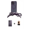 MARSİLYAN™- iPhone 13 Pro Max Kılıf Eksen Özel Seri - Şeffaf Maxco Cam Ekran Koruyucu + Neon Fosforlu Kamera Lens - BZ