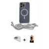 MARSİLYAN™- iPhone 13 Pro Max Kılıf Eksen Özel Seri - Şeffaf Maxco Cam Ekran Koruyucu + Gold Pers Alüminyum Kamera Lens