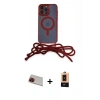 MARSİLYAN™- iPhone 13 Pro Max Kılıf Eksen Özel Seri - Şeffaf Maxco Cam Ekran Koruyucu + Kırmızı Rainbow Kamera Lens Koruma Cam