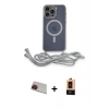 MARSİLYAN™- iPhone 13 Pro Max Kılıf Eksen Özel Seri - Şeffaf Maxco Cam Ekran Koruyucu + Kırmızı Rainbow Kamera Lens Koruma Cam