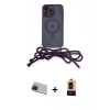 MARSİLYAN™- iPhone 13 Pro Max Kılıf Eksen Özel Seri - Şeffaf Maxco Cam Ekran Koruyucu + Kırmızı Rainbow Kamera Lens Koruma Cam