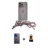 MARSİLYAN™- iPhone 13 Pro Max Kılıf Eksen Özel Seri - Şeffaf Maxco Cam Ekran Koruyucu + Mavi Neon Fosforlu Kamera Lens