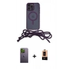 MARSİLYAN™- iPhone 13 Pro Max Kılıf Eksen Özel Seri - Şeffaf Maxco Cam Ekran Koruyucu + Neon Fosforlu Kamera Lens - YL