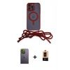 MARSİLYAN™- iPhone 13 Pro Max Kılıf Eksen Özel Seri - Şeffaf Maxco Cam Ekran Koruyucu + Neon Fosforlu Kamera Lens - YL