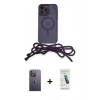 MARSİLYAN™- iPhone 13 Pro Max Kılıf Eksen Özel Seri - Şeffaf Pasifik Cam Ekran Koruyucu + Neon Fosforlu Kamera Lens - BZ