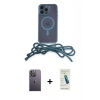 MARSİLYAN™- iPhone 13 Pro Max Kılıf Eksen Özel Seri - Şeffaf Pasifik Cam Ekran Koruyucu + Neon Fosforlu Kamera Lens - BZ