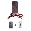 MARSİLYAN™- iPhone 13 Pro Max Kılıf Eksen Özel Seri - Şeffaf Pasifik Cam Ekran Koruyucu + Neon Fosforlu Kamera Lens - BZ