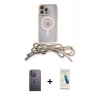 MARSİLYAN™- iPhone 13 Pro Max Kılıf Eksen Özel Seri - Şeffaf Pasifik Cam Ekran Koruyucu + Neon Fosforlu Kamera Lens - BZ